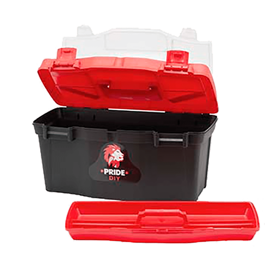 MTS Pride Plastic Toolbox - Red/BLACK - 50CM