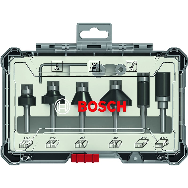 BOSCH Bit Router Trim & Edge 1/4IN Set 6PCE