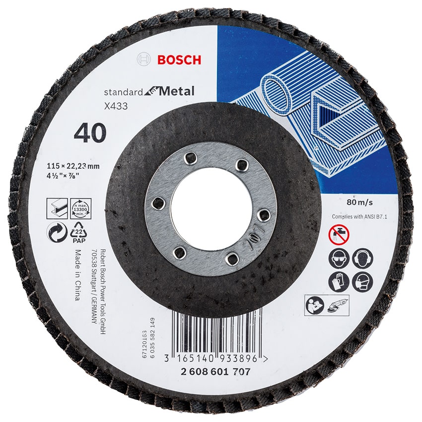 BOSCH Disc Flap Metal Std 115X22.23MM 40GRIT Str