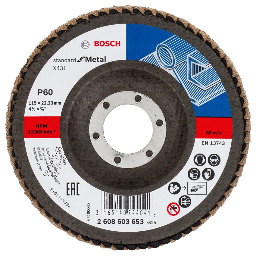 BOSCH Disc Fibre Metal Std 115X22.23MM 60GRIT