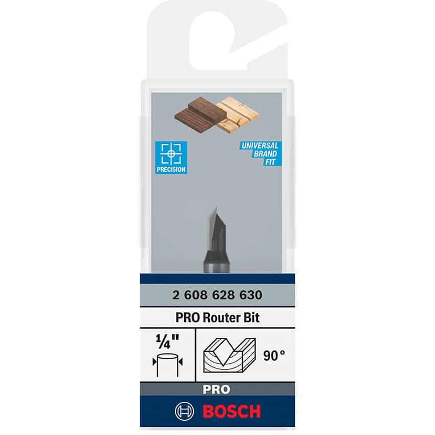 BOSCH Bit Router V-GROOVE 1/4IN 9.2X45MM 90DEG