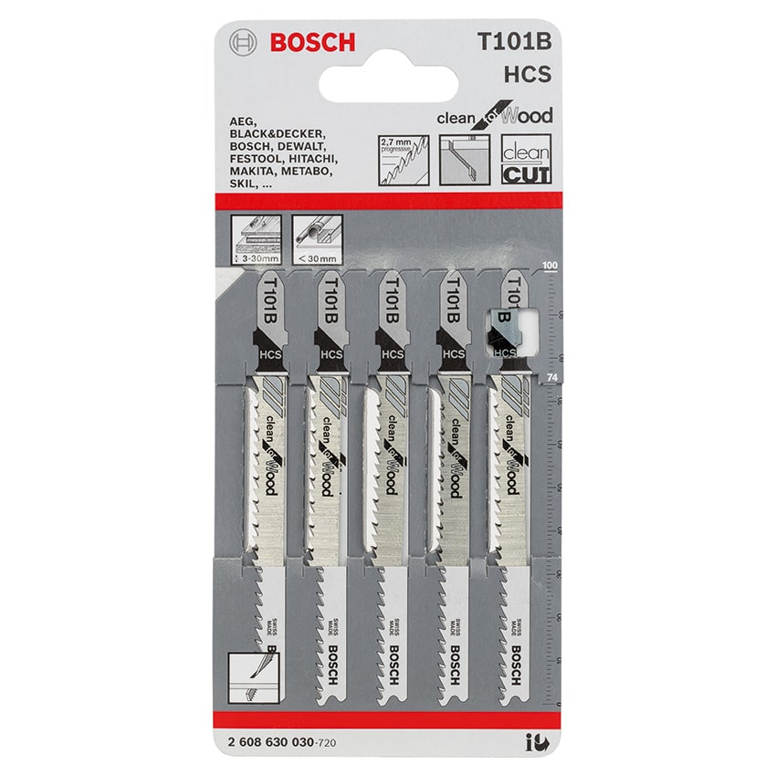BOSCH Blade Jigsaw Hcs Wood T 101 B Clean 5PK
