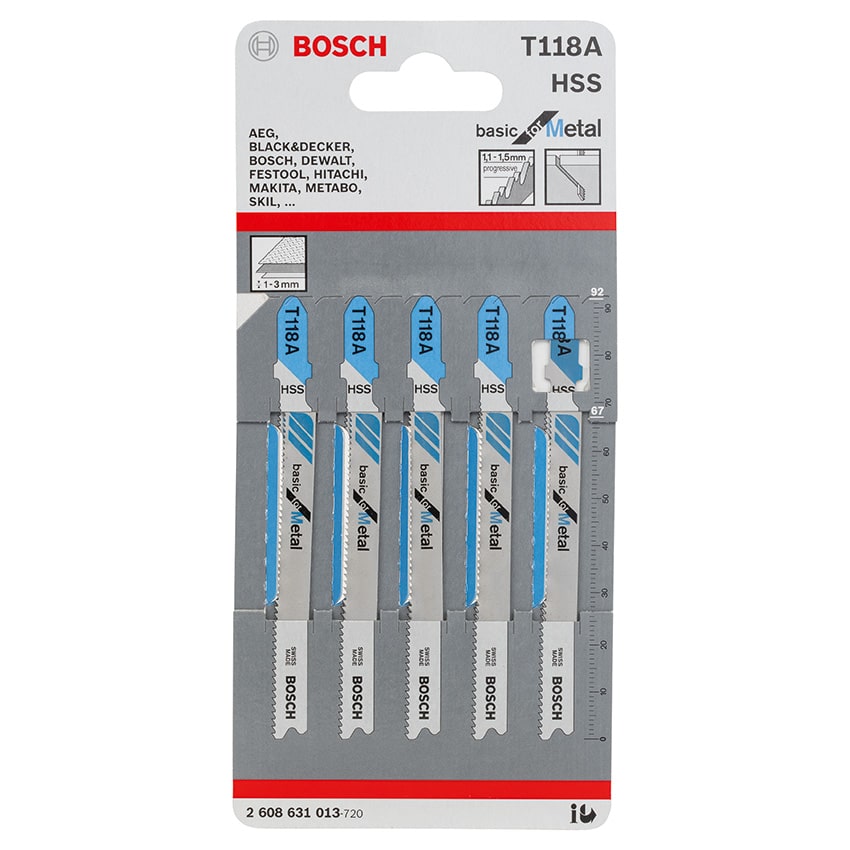 BOSCH Blade Jigsaw Hss Metal T 118 a Basic 5PK