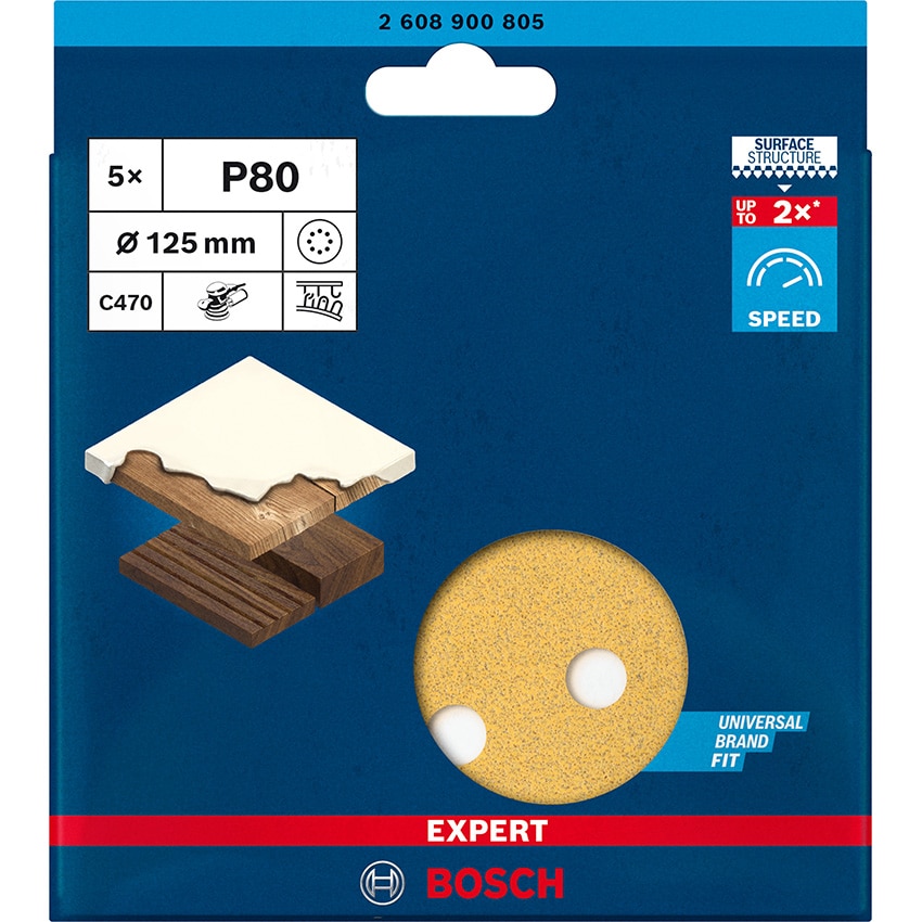 BOSCH Disc Orbital Sander 125MM 80G 8H 5PCE