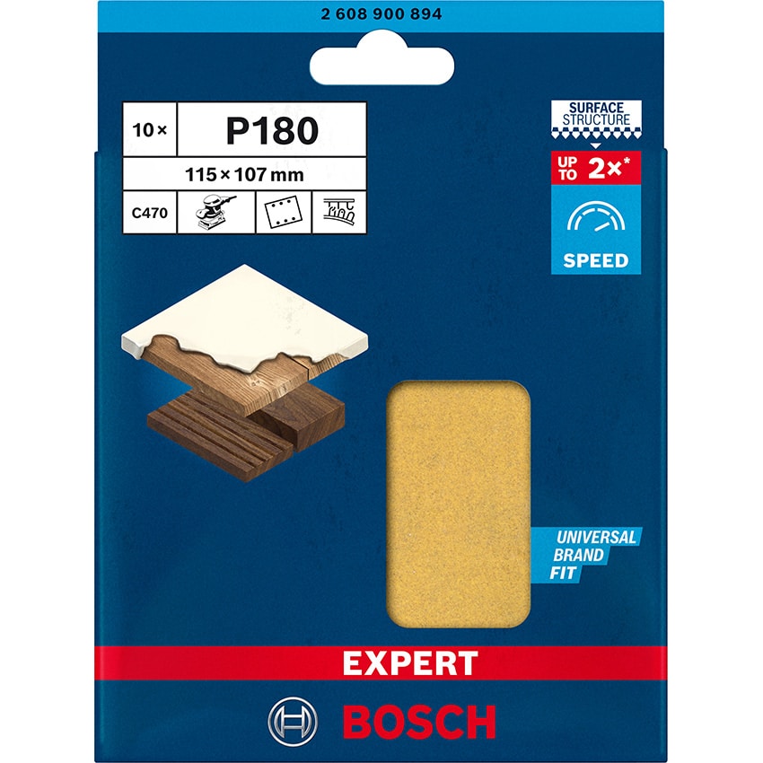 BOSCH Disc Sanding 115X107MM 180G 6H H&L 10PCE