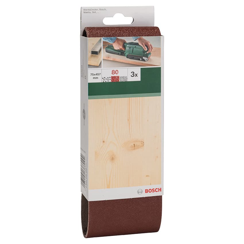 BOSCH Sanding Belt 75X457MM 80GRIT Red Quality