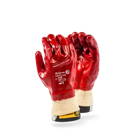 DROMEX Gloves Pvc Red Std Gpvc/Kw Smooth