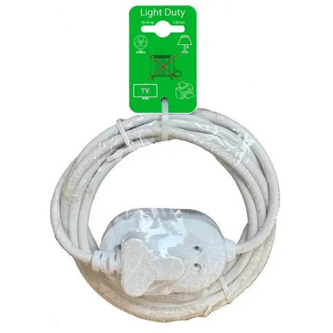 APEX Extension Cord, 10m, 10A, 1.0mm x 3-Core, White