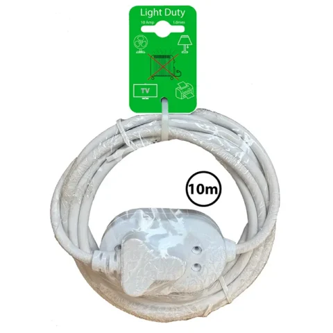 APEX Extension Cord, 3m, 10A, 1.0mm x 3-Core, White