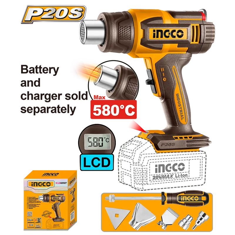 INGCO HEAT GUN LITHIUM-ION 20V CORDLESS