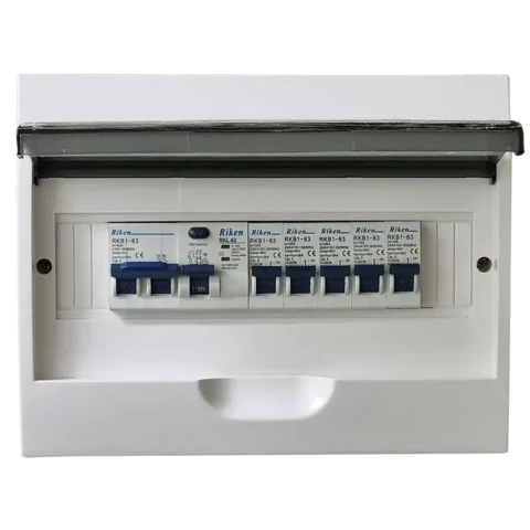 RIKEN 12 Way Populated Plastic Distribution Board Flush