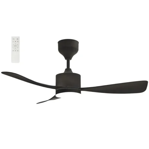 BRIGHT STAR LED Ceiling Fan, 18W LED + 30W DC Motor, 3-Blade, With Remote, Black