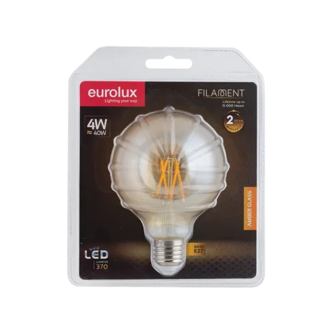 EUROLUX 4W LED Amber Filament Maxi Globe E27 Warm White