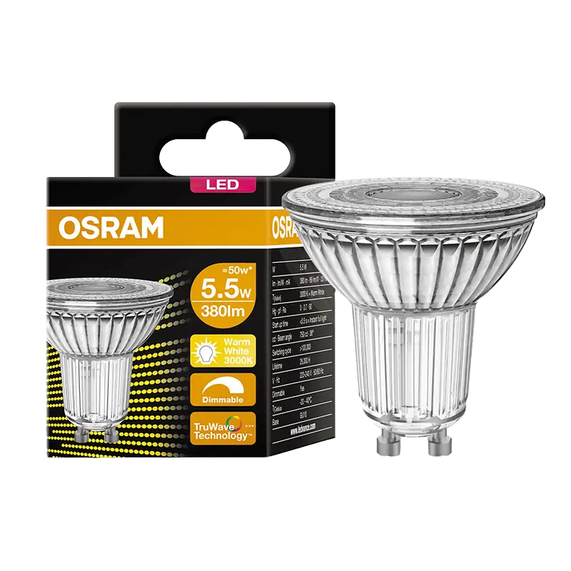OSRAM 5.5W GU10 Dimmable Globe Warm White